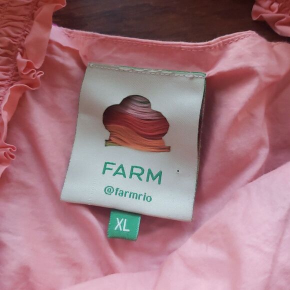 Farm Rio Tropical Mini Dress XL Chic Feminine Summer Embroided Cotton Tiered - Picture 3 of 12